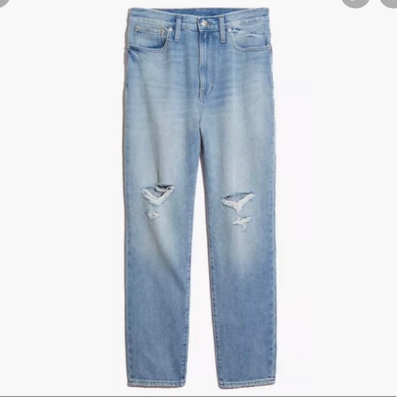 SZ 30 Madewell: MOM JEAN Ripped Edition Light Wash - Picture 2 of 9